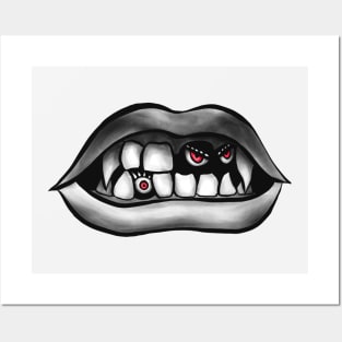 Vampire Mouth With Fangs And Evil Creatures Posters and Art